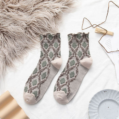 Ethnische Socken Mit Geometrischem Druck Khaki