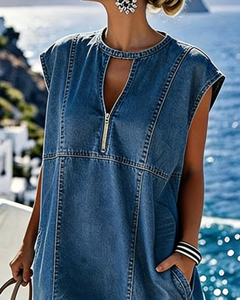 Kleid Casual Ärmellos Shift