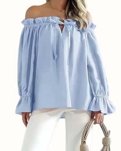 Bluse Off-Shoulder Rüsche Langarm