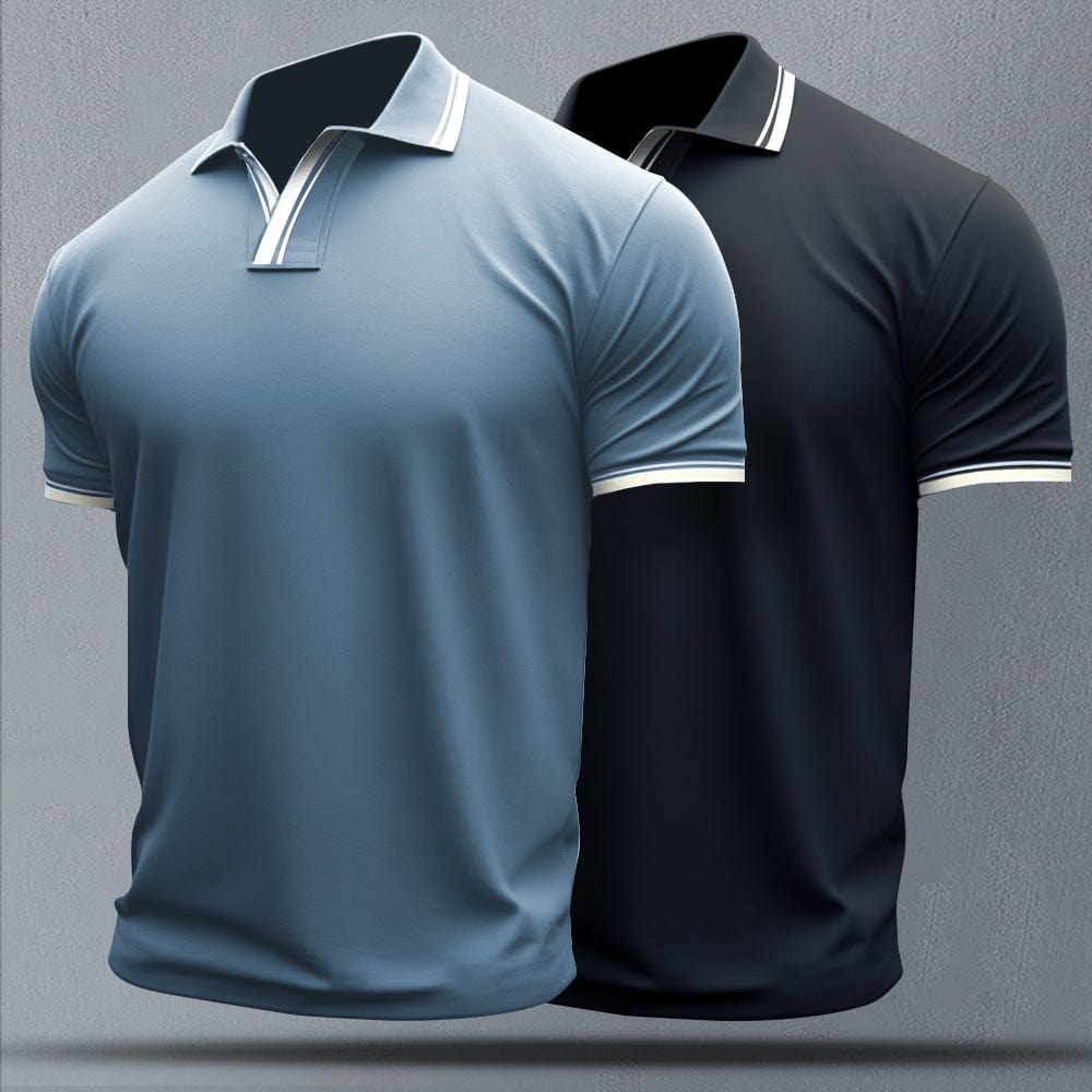 Sky blue polo shirt with contrast collar - Max