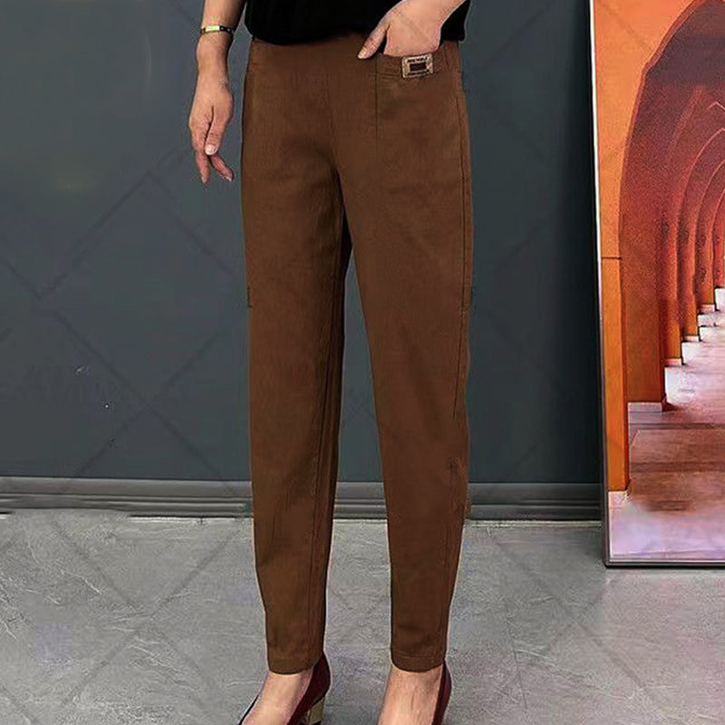 Baumwollhose mit elastischem Bund für Damen BRAUN