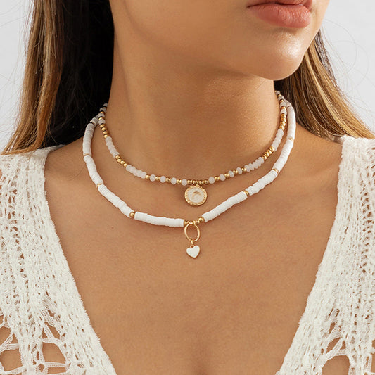 Elegante Boho-Perlenkette Weiß