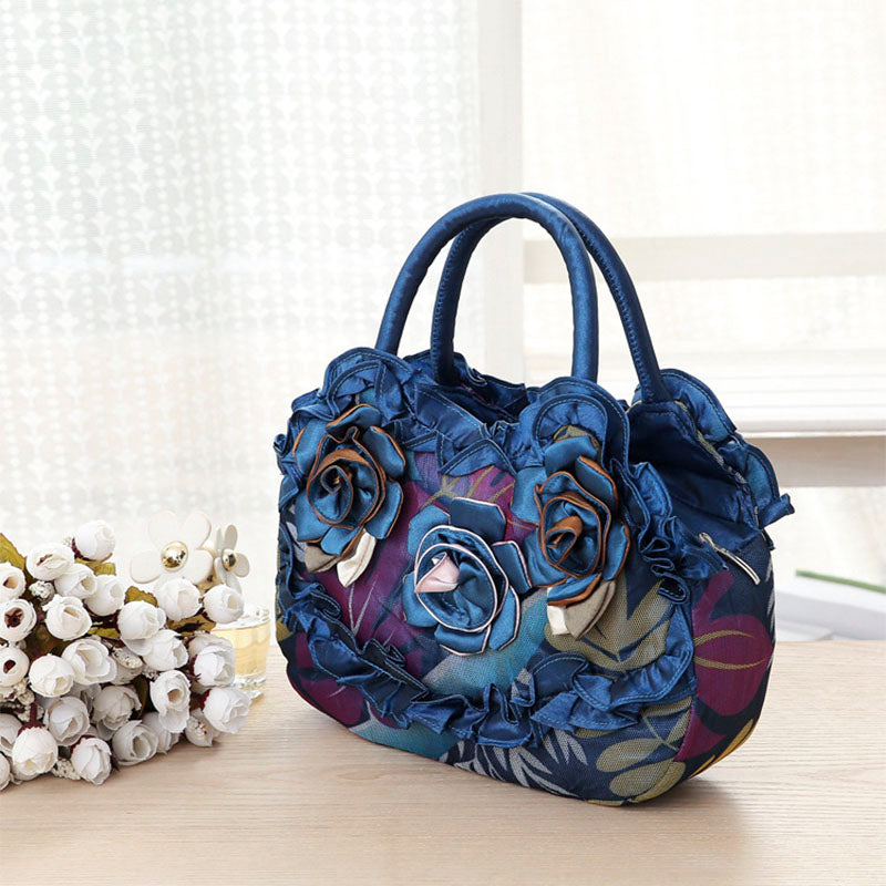 Böhmische Blumendekoration Tasche Blau