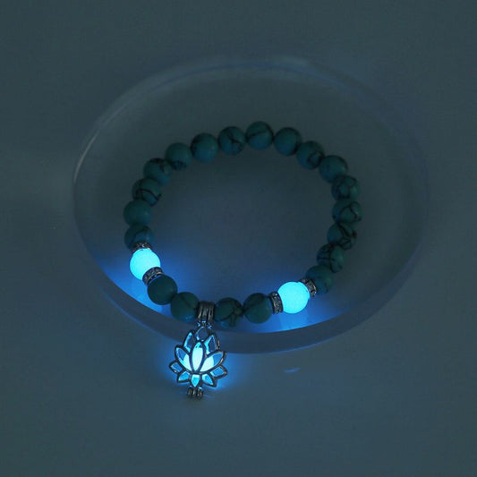 Leuchtendes Lotus-Anhänger-Armband Blau