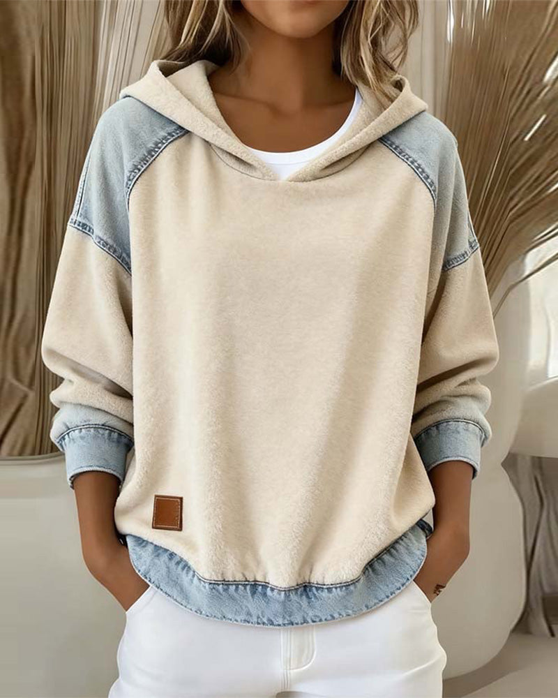 Langärmliges Kapuzensweatshirt Mit Kontrasttasche