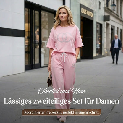 🌻Sommer-Hot-Sale - 50% Rabatt🌸Lässiges zweiteiliges Set für Frauen, einfarbiger Pullover und lockere Hose
