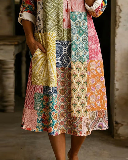Kleid Patchwork Druck