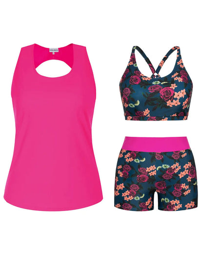 Tankinis Rundhals Ärmellos Geometrisch Print Junge Shorts