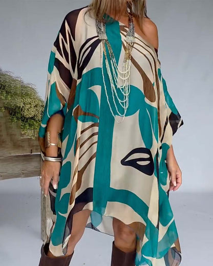 Kleid asymmetrischer Print locker lässig
