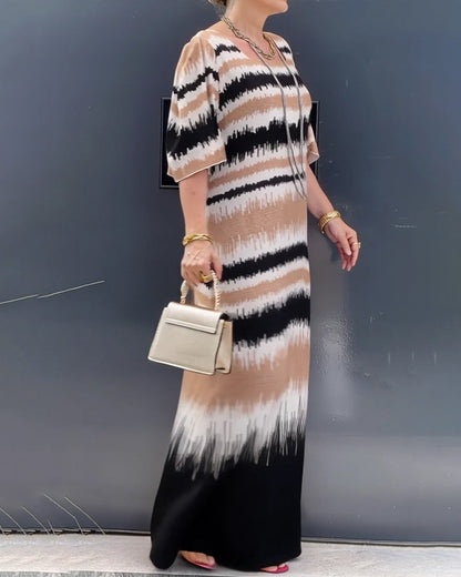 Kleid Farbverlauf Print BODENLANG