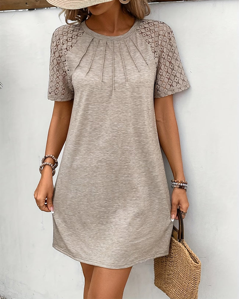 Kleid Lässig Hohl Aus Fältelt Gerade