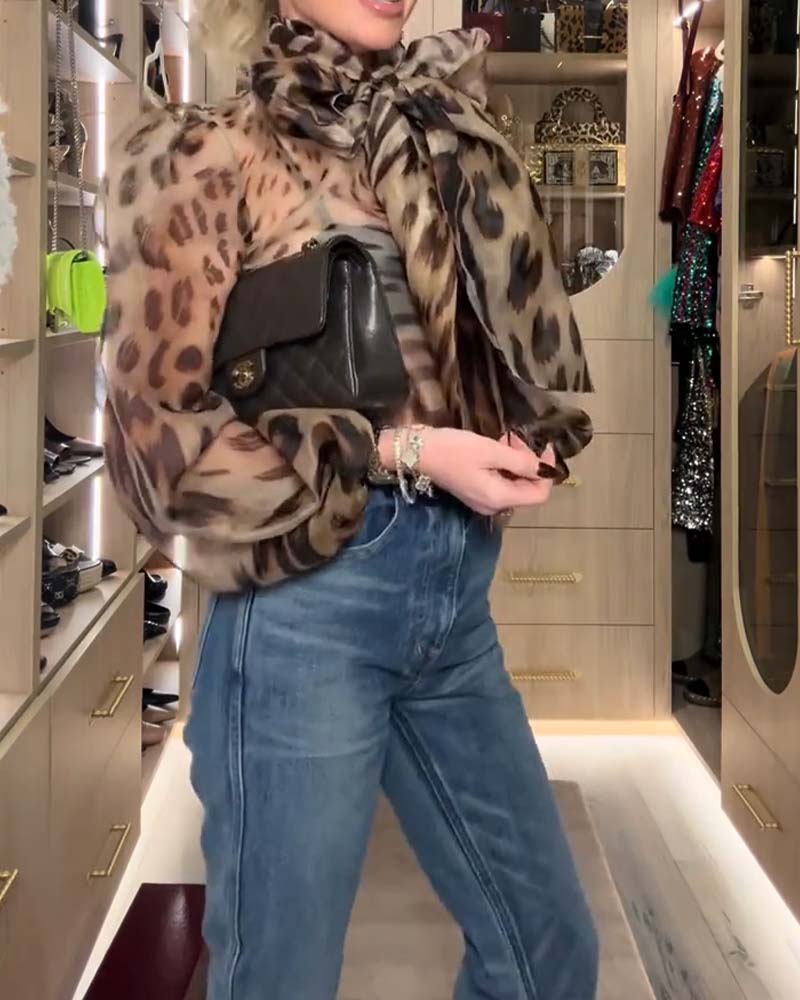 Bluse Leopardenprint Mode Band