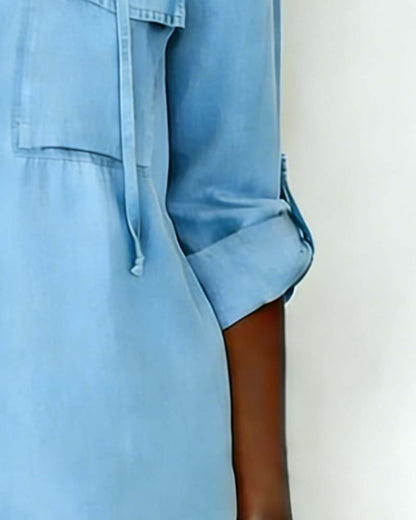 Hemd Damen Kapuze Kunst-Denim