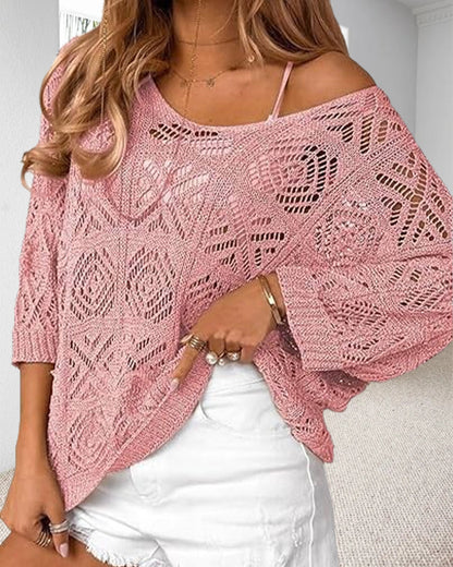 Pullover Hohler Ausschnitt 3/4-Arm
