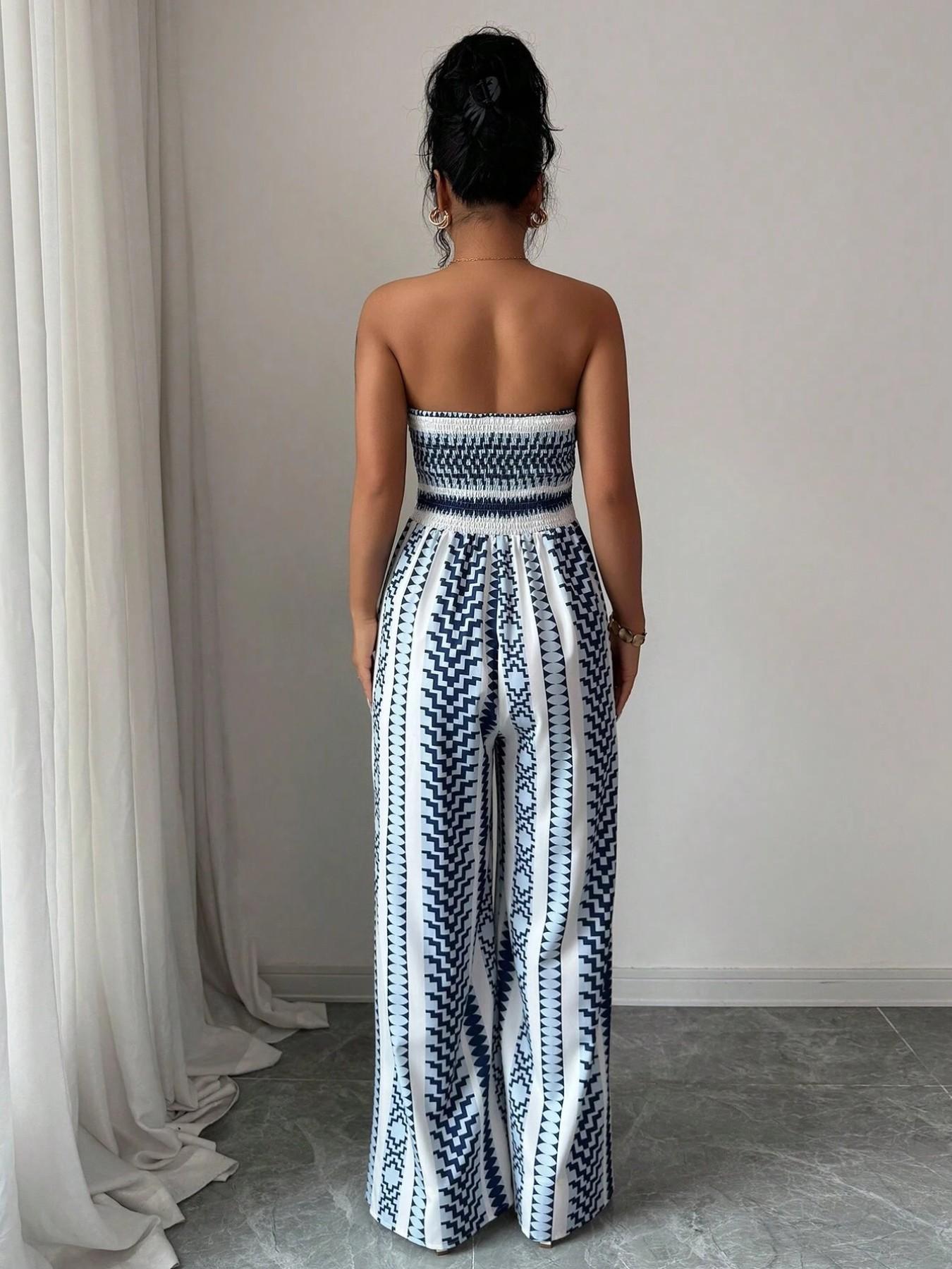 ✨ Damen Jumpsuit schulterfrei floral im Boho-Stil – Eleganter Sommer-Overall mit Bardot-Ausschnitt – Fließend, leicht & perfekt für Festivals, Strand oder romantische Sommerabende 🌸