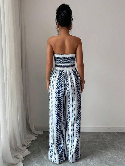 ✨ Damen Jumpsuit schulterfrei floral im Boho-Stil – Eleganter Sommer-Overall mit Bardot-Ausschnitt – Fließend, leicht & perfekt für Festivals, Strand oder romantische Sommerabende 🌸