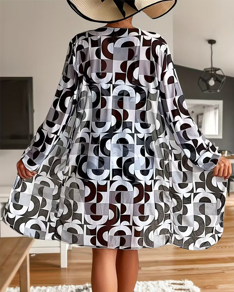 Set geometrischer Druck Dreiteiler-Badeanzug