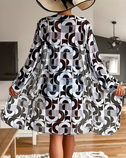 Set geometrischer Druck Dreiteiler-Badeanzug