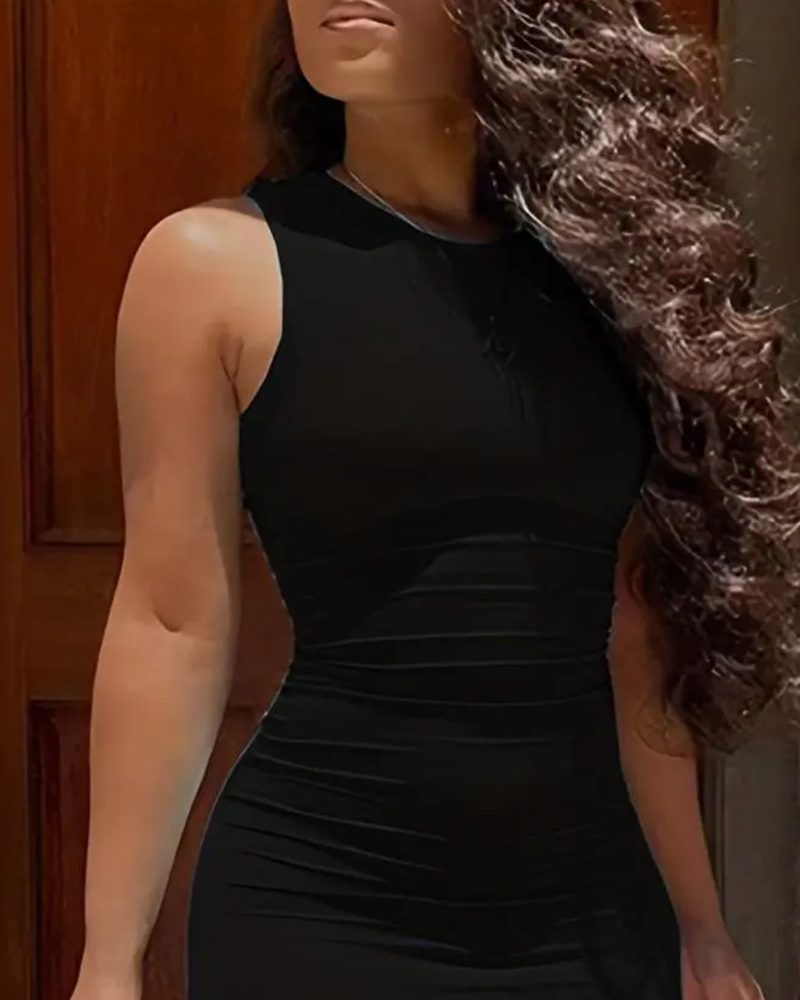 Kleid Einfarbig Ärmellos Mode Bodycon