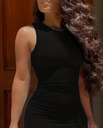 Kleid Einfarbig Ärmellos Mode Bodycon