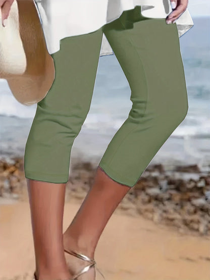 Grüne Casual Capri Leggings - Eva