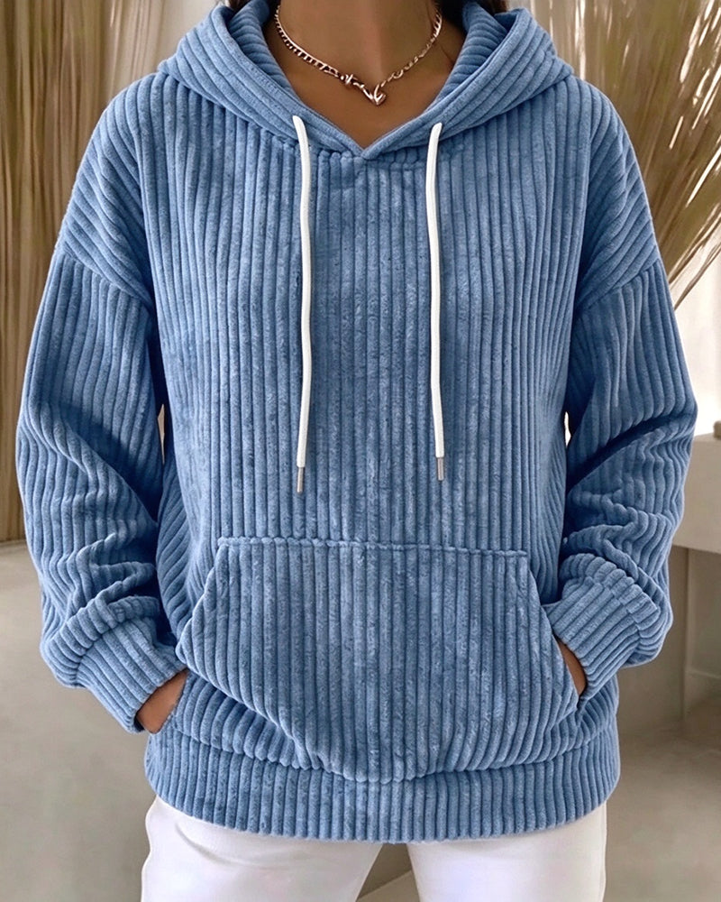 Hoodie Einfarbig Kordelzug Lässig