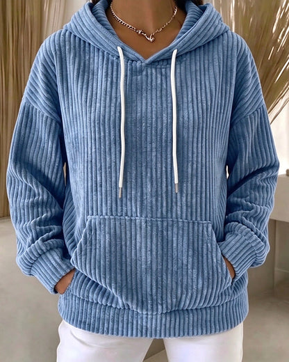 Hoodie Einfarbig Kordelzug Lässig