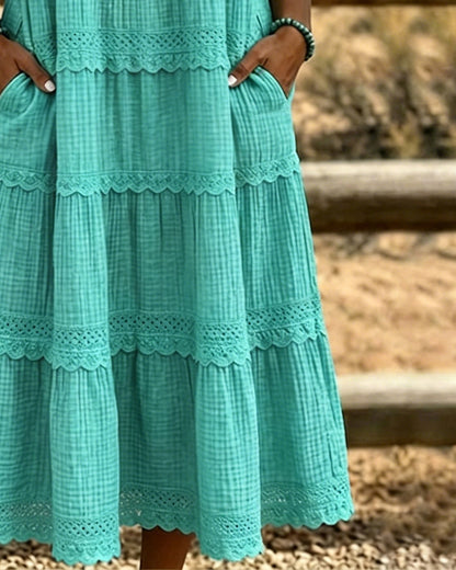 Kleid Ärmellos Revers Einfarbig Gestuft