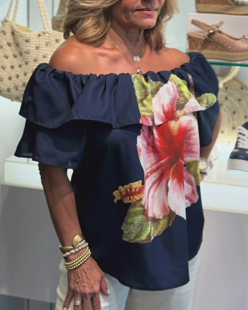 Bluse Blumenmuster Off Shoulder