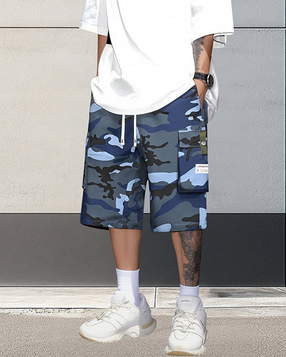 Shorts Herren Multitasche Kordelzug Cargo