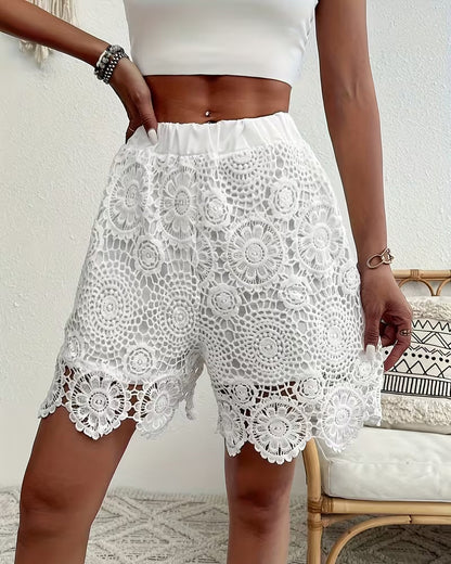 Shorts Mode Häkel Einfarbig