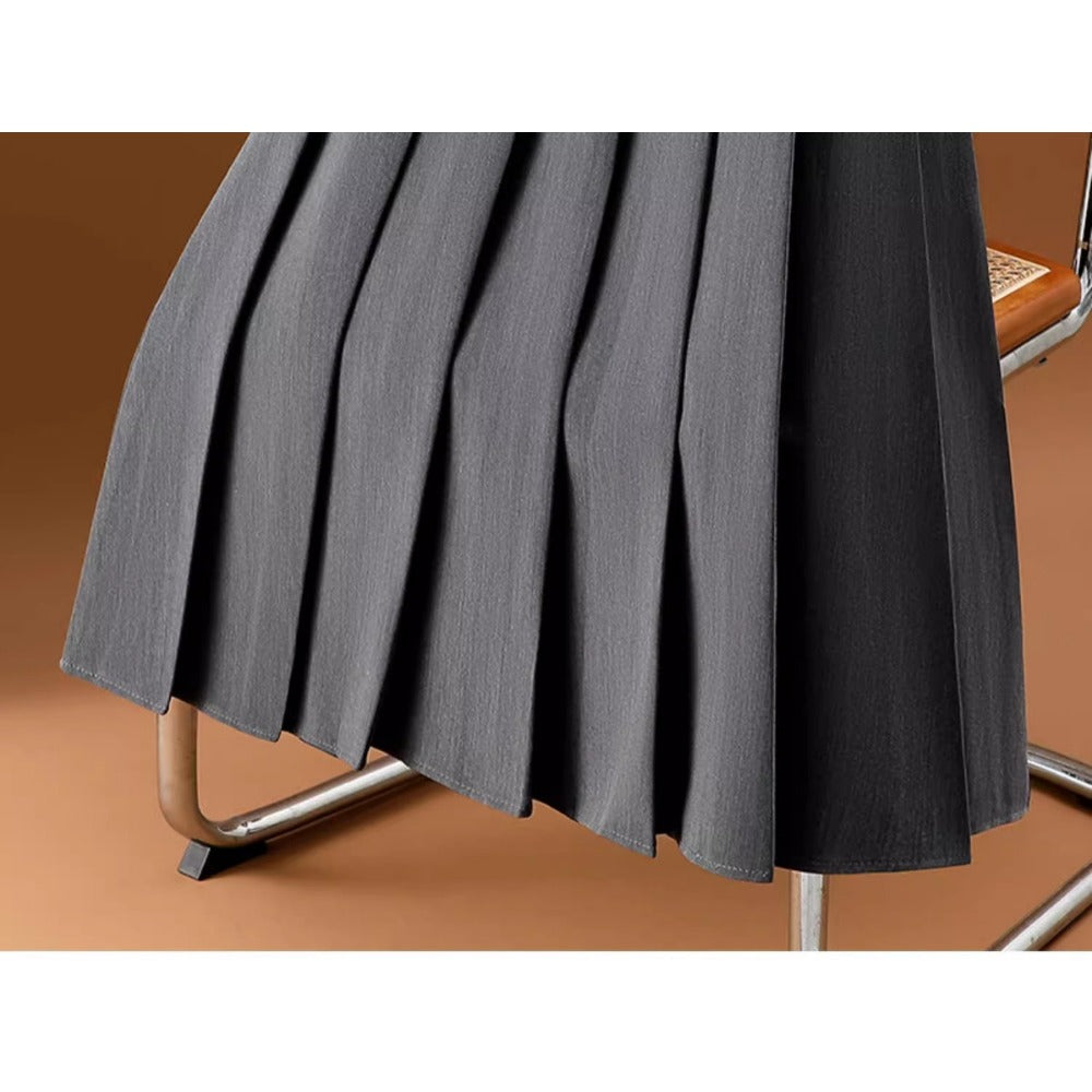 Pleated Midi Skirt with Belt for Women - Rebecca