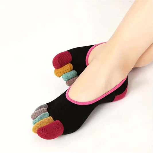 Bunte 5-Finger-Freizeitsocken Schwarz