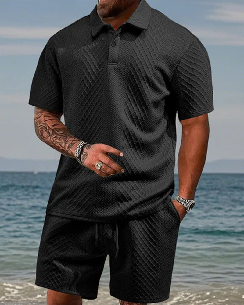 Herren Poloshirt Kurzarm 2-teiliges Set