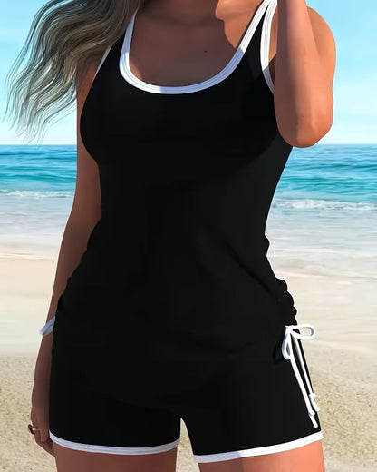 Tankini farblich blockiert U-Ausschnitt