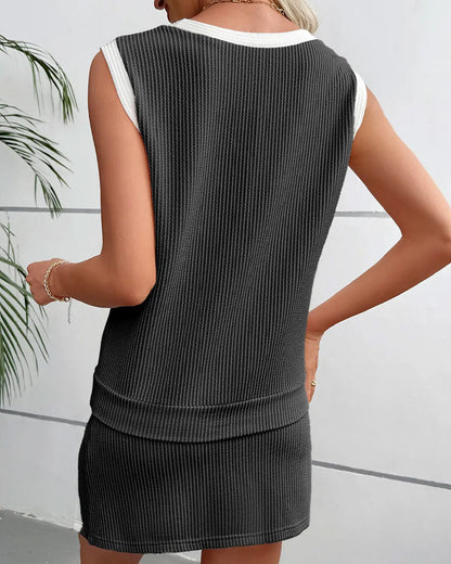 Set Gestreift Geteilt Blickdicht Tanktop