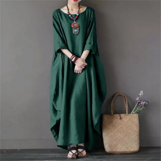 Green cotton maxi dress - Emma