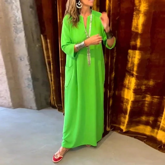 Green maxi dress with pockets - Sofia