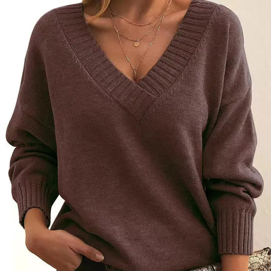 Purple V-neck Cashmere Sweater - Sophie