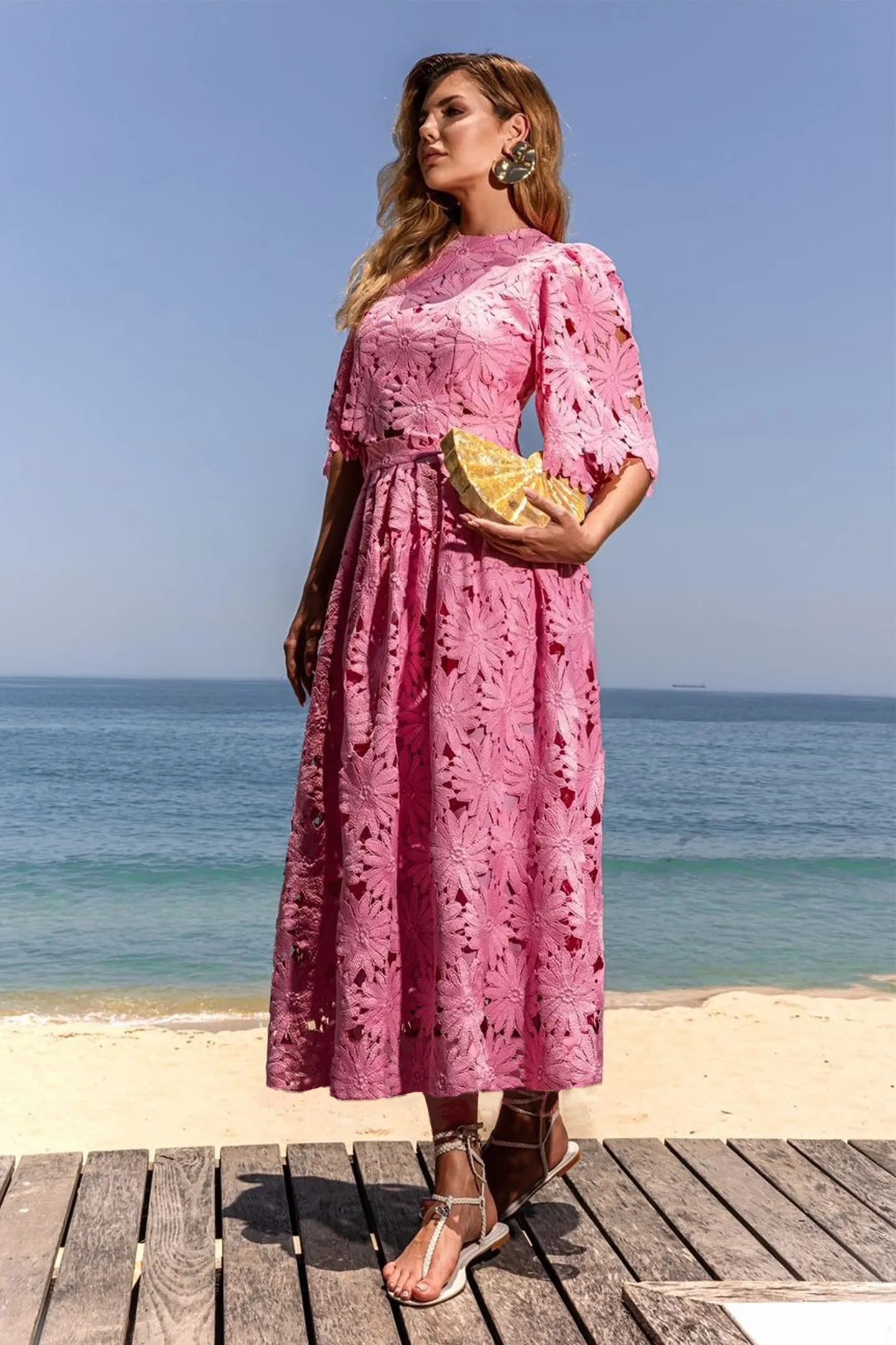 Ensemble haut court et jupe en dentelle pour femme - Lea