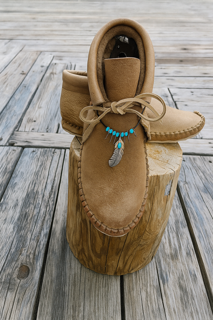 Vintage gypsy totem silver feather ankle boots