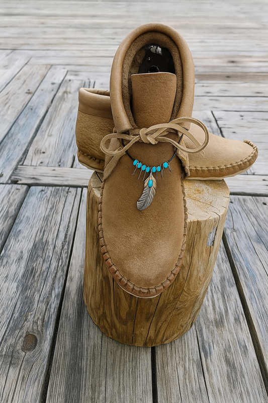 Vintage gypsy totem silver feather ankle boots