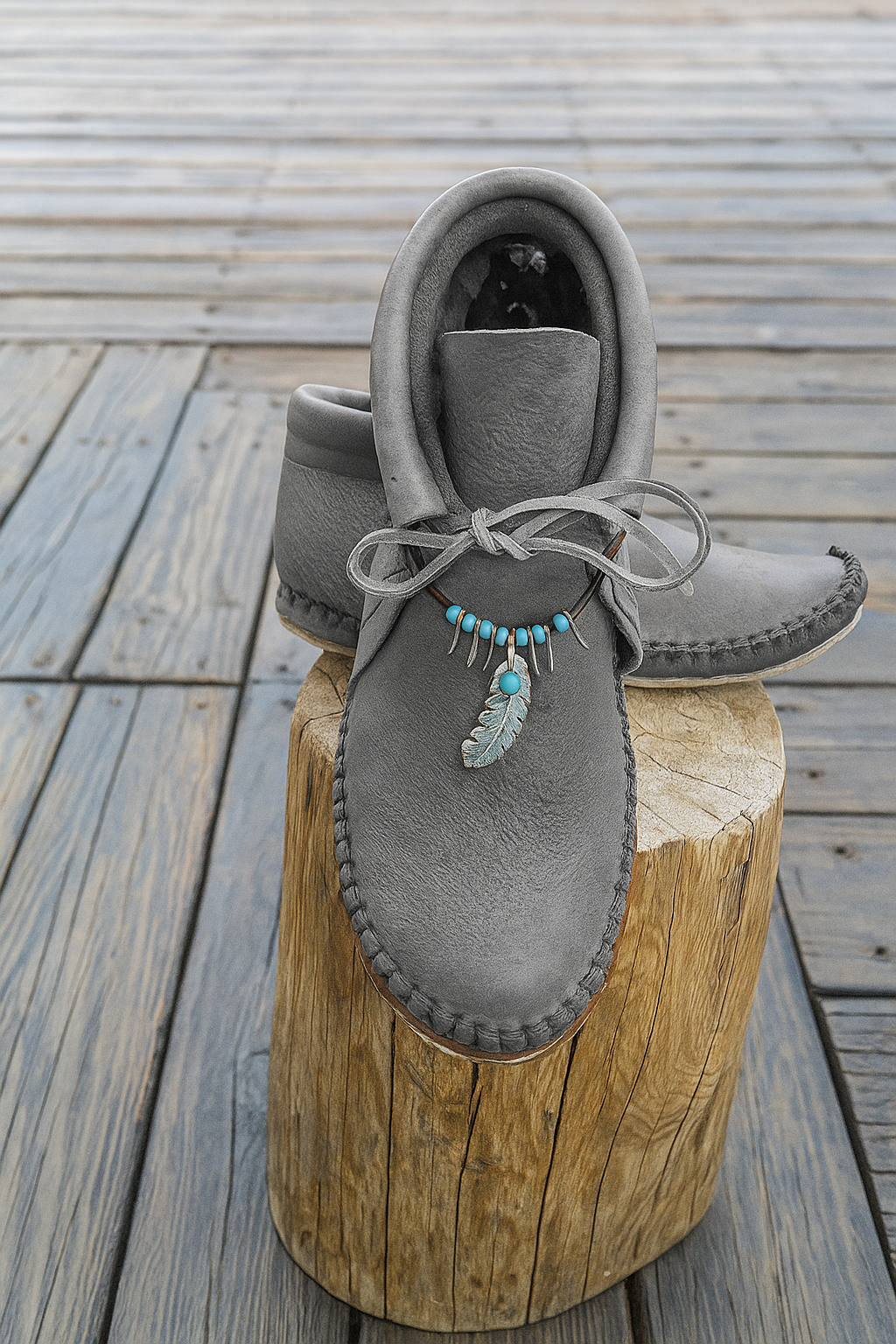 Vintage gypsy totem silver feather ankle boots