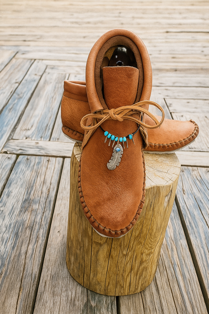 Vintage gypsy totem silver feather ankle boots