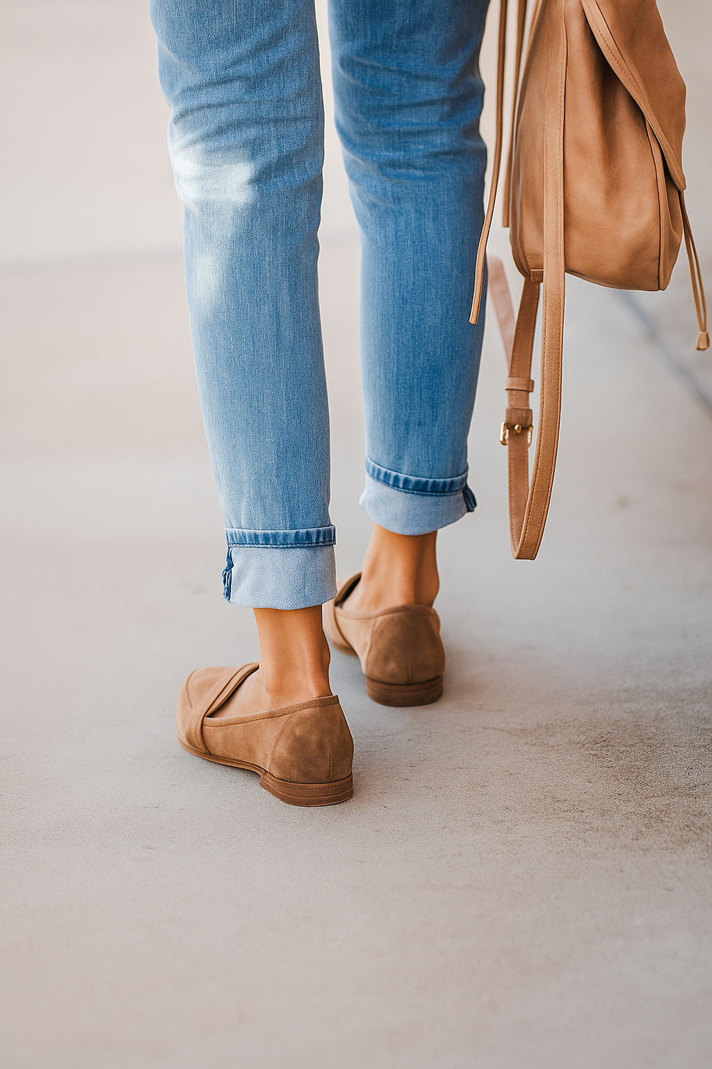 Preppy low-heeled pointed-toe suede shoes