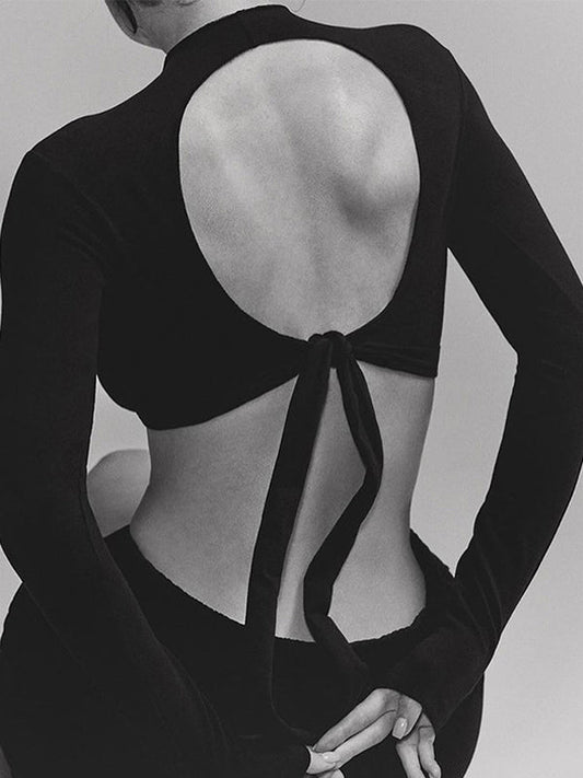 Unifarbenes Y2k Langarm T-Shirt