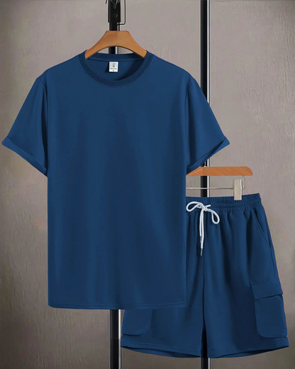 Herren Zweiteiliges Set Entspannt Kurzarm Shorts