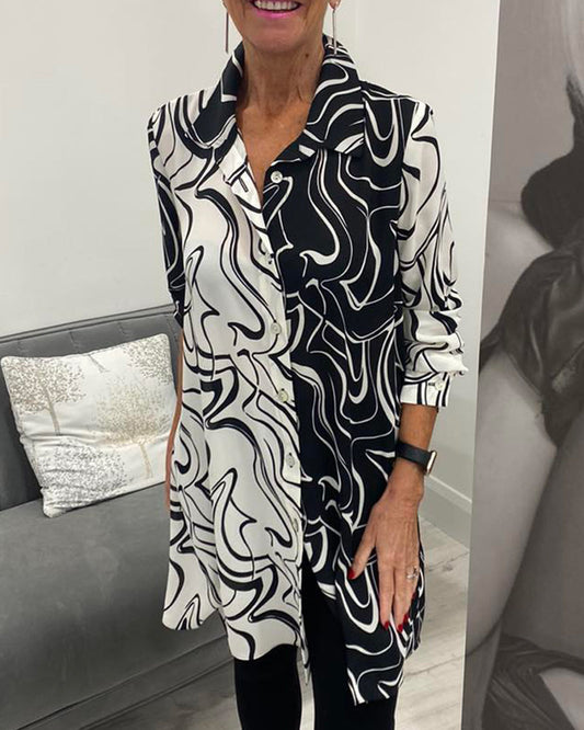 Strukturiertes revershemd in colorblock-optik