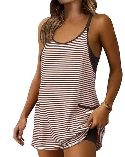 Jumpsuits Gestreift Ärmellos Camisole Lässig