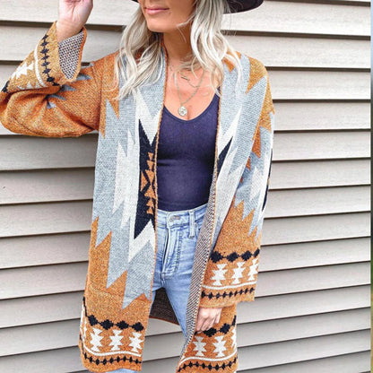 Lässiger Cardigan Mit Geometrischem Print